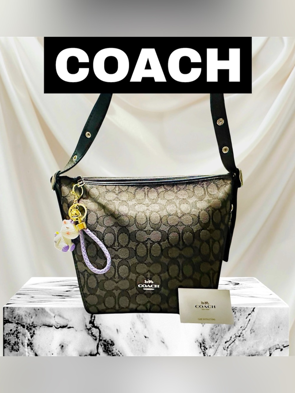 Rare Coach soho Shoulder Bag Black Signature Jacquard crossbody bag - Picture 3 of 17